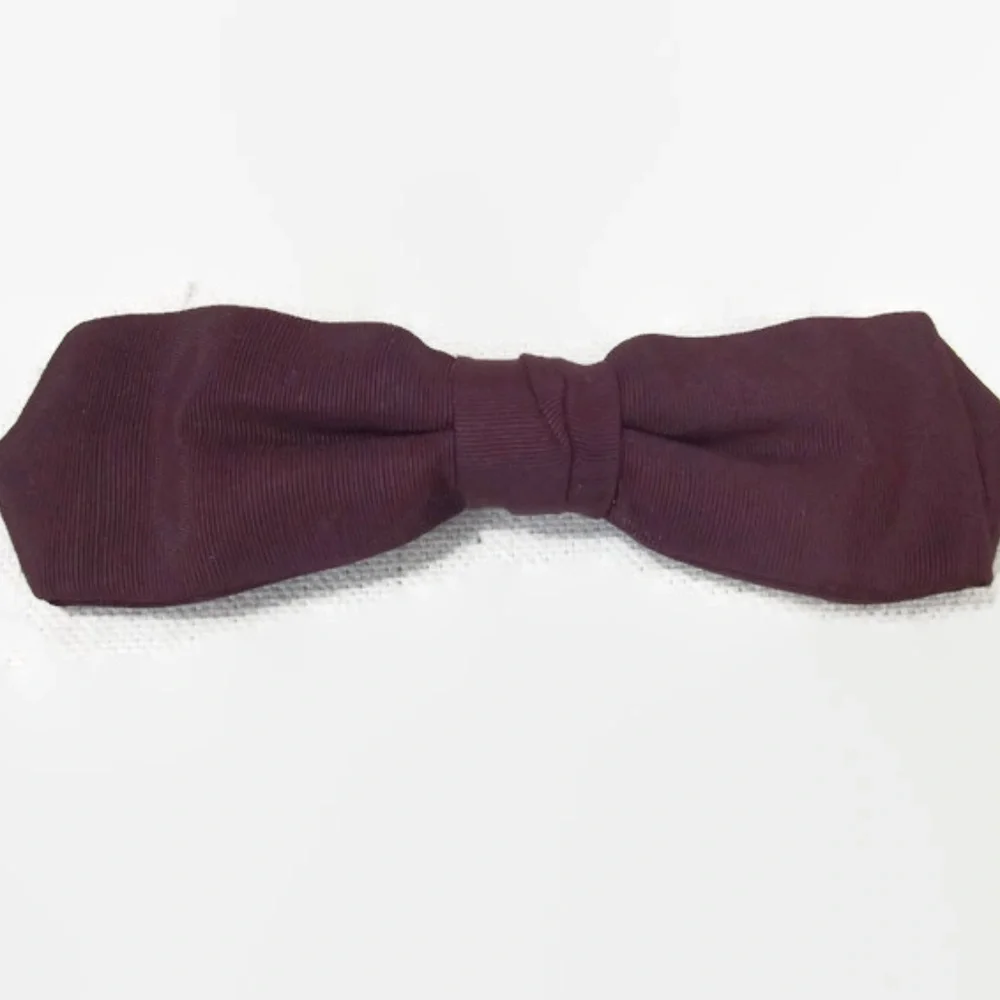 Vintage MCM Clip on Burgundy Bow Tie